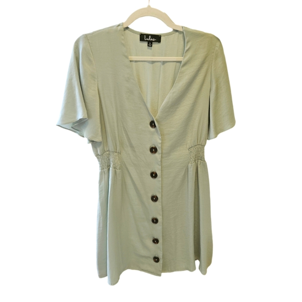 Lulus dress NWOT light green cinched waist midi dress